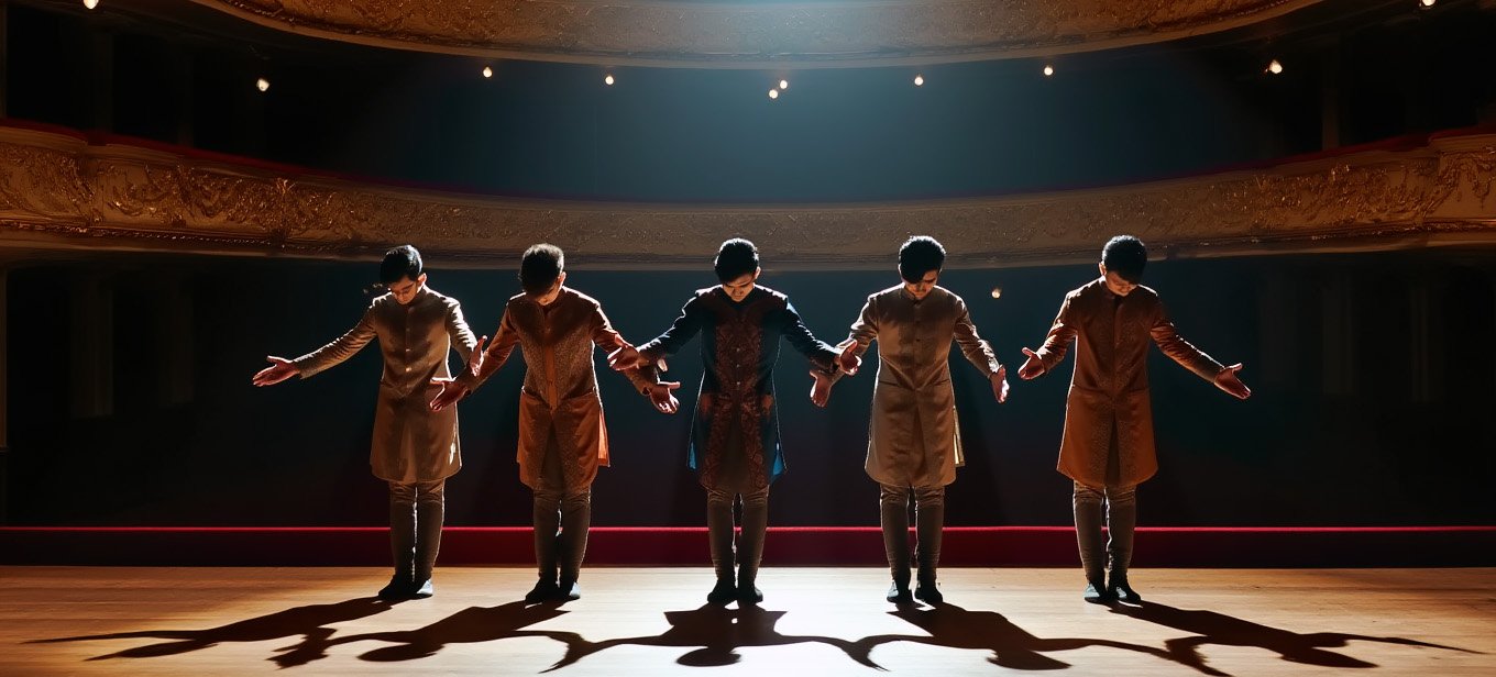 Microphone on stage with dramatic spotlight lighting